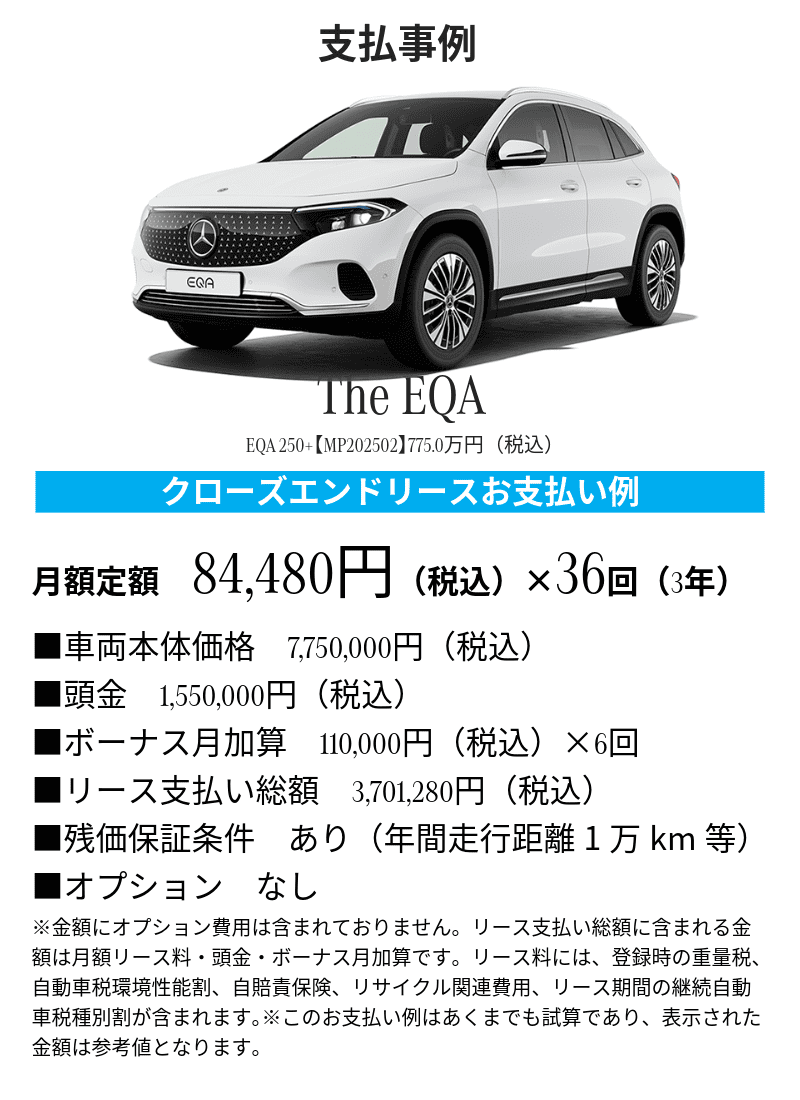 メルセデス・ベンツCLAクーペのリースお支払い事例